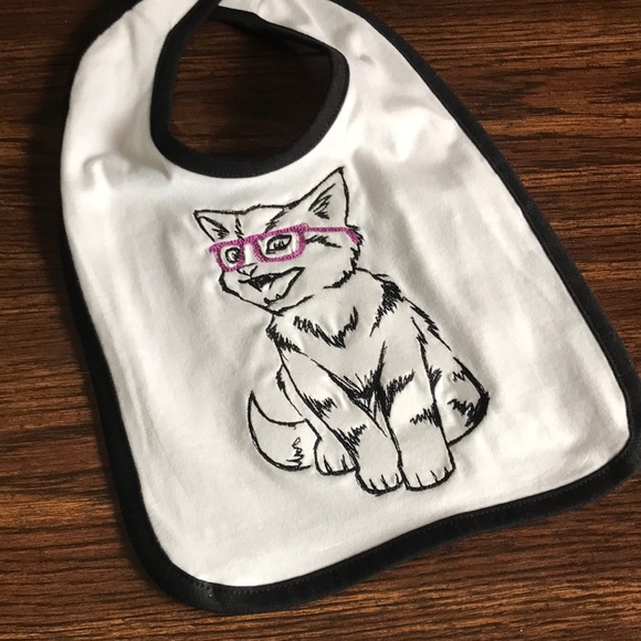 🦋3 for $10🦋 Nerd Cat bib - Picture 1 of 2